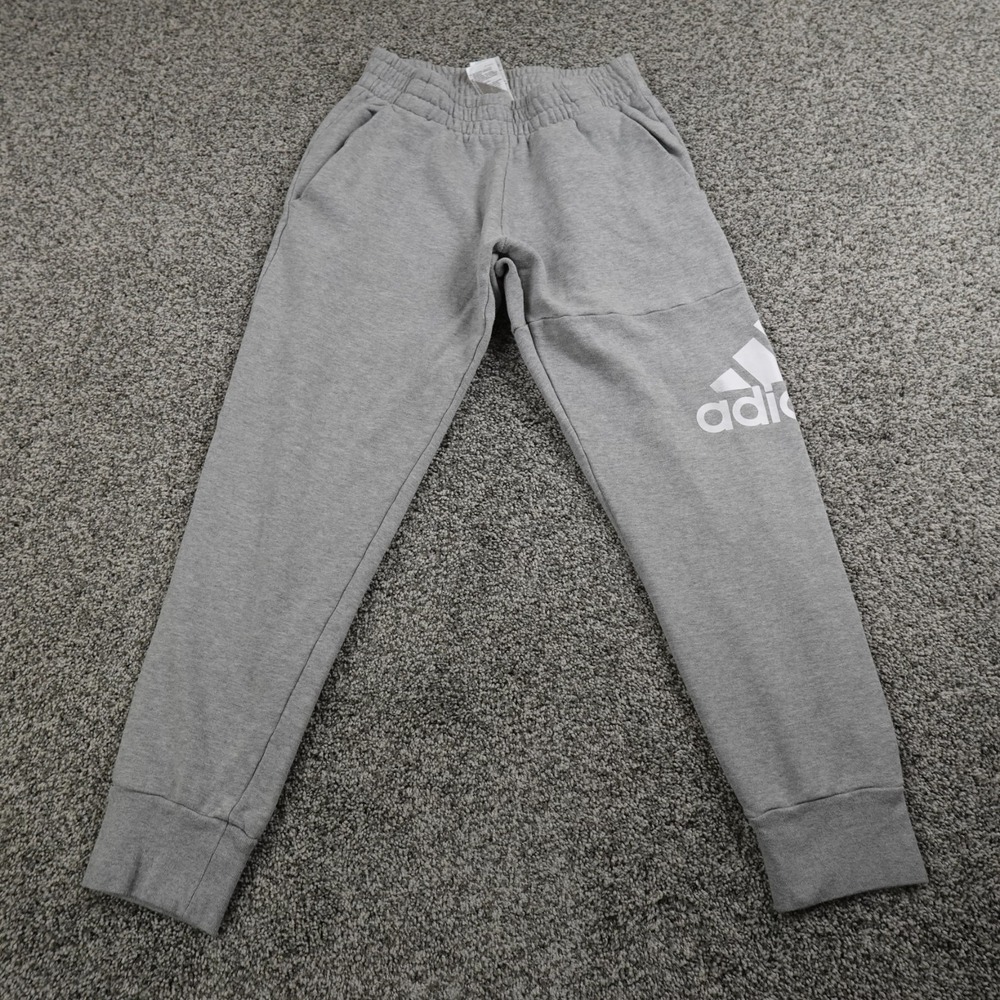 Adidas Pants Mens S Gray Logo Track WarmUp Jogger Sweatpants Gym Workout Tapered